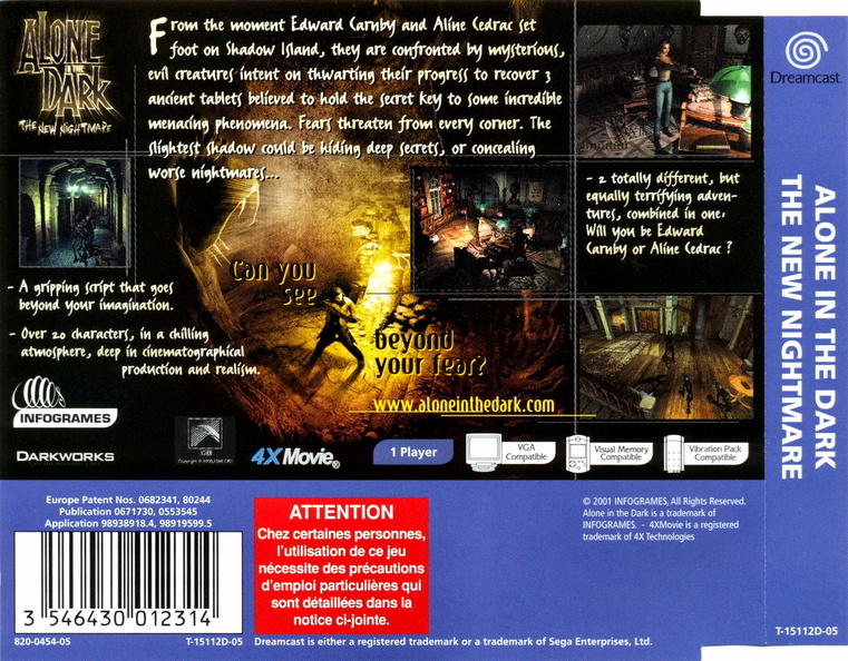 ALONE IN THE DARK THE NEW NIGHTMARE SONY PLAYSATION 2  PS2 Pal Fr Occasion 3546430016046