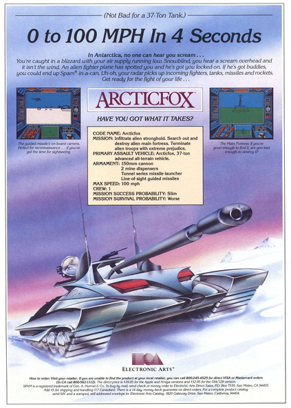 Arcticfox (Electronic Arts) – IBM PC / Tandy / Amstrad – Version FR, Avec Notice