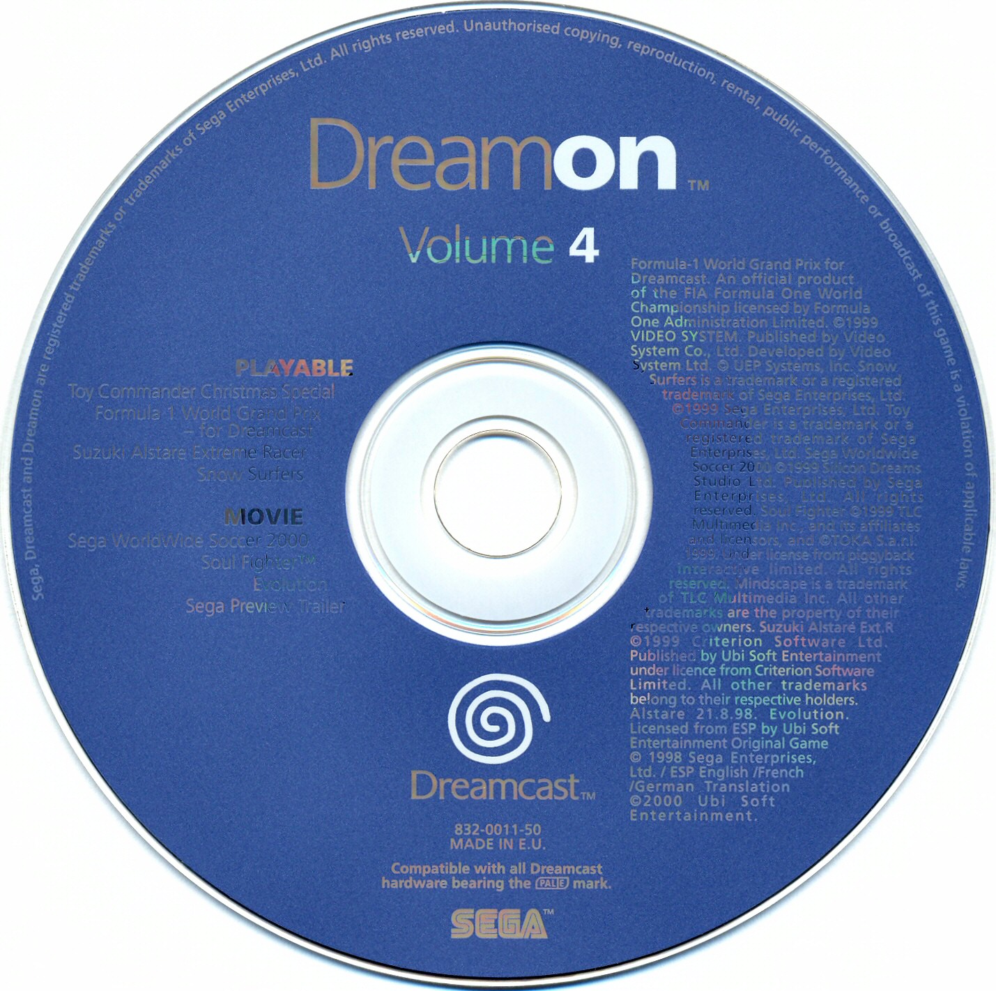 DREAMON Volume 4 / DEMOS DREAMCAST SEGA PAL EUR démo jeu vidéo